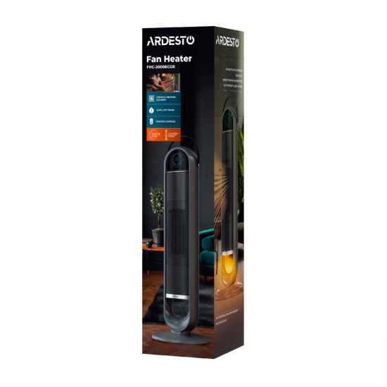 Fan heater ARDESTO FHC-2000ECGR 20m2, 2000w, electronic control, ceramic heating element, remote control, gray