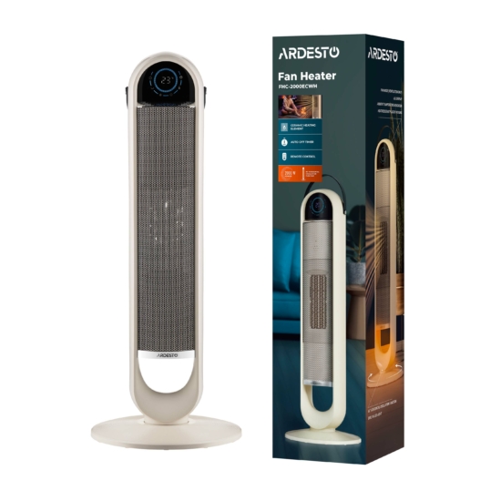 Тепловентилятор ARDESTO FHC-2000ECWH 20м2, 200Вт, эл. упр-ние, керам нагрев. элемент, ПДУ белый