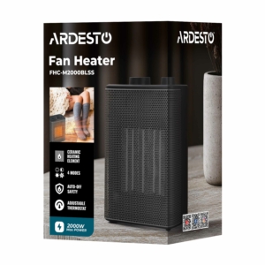 Fan heater ARDESTO M2000BLSS 20m2, 2000w, mechanical control, ceramic heating element, black