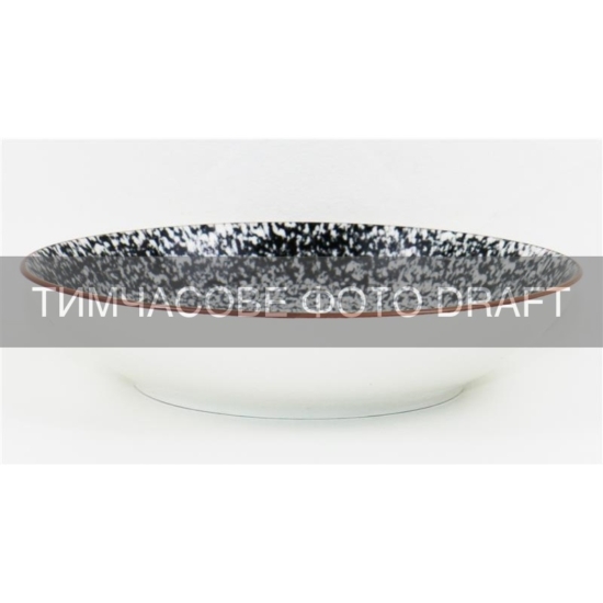 Soup plate ARDESTO Alcor, 800ml, 20cm, porcelain, white-black