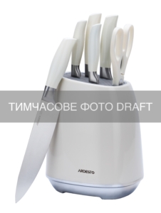 Knives set with block ARDESTO Gemini 7pcs, stainless steel, plastic, white