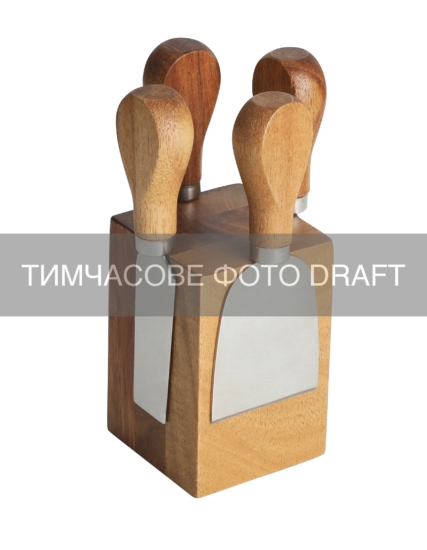 Cheese knife set with wooden stand ARDESTO Midori, 5 pieces