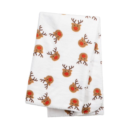Set ARDESTO Christmas Deer set 2 items: blanket 90x75cm, decor. toy 24cm, 100% polyester, grey