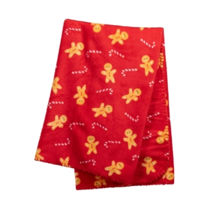 Set ARDESTO Christmas Gingerbread 2 items: blanket 90x75cm, decor. toy 24cm, 100% polyester, brown