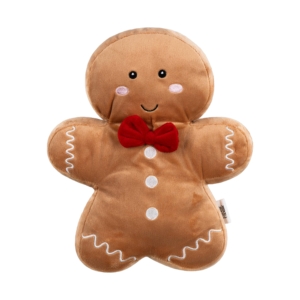 Set ARDESTO Christmas Gingerbread 2 items: blanket 90x75cm, decor. toy 24cm, 100% polyester, brown