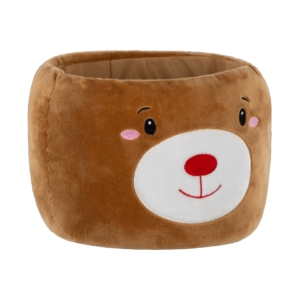 Set ARDESTO Christmas 3 items: blanket 90x75cm, decor. toy 25cm, basket D20cm, 100% polyester, brown