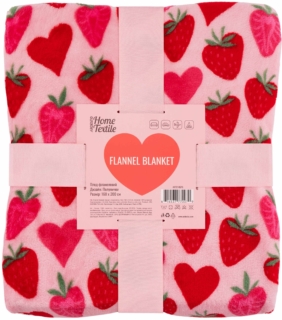 Плед ARDESTO Valentine’s Flannel 160х200см, 100% поліестер, полунички, рожевий