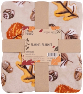 Плед ARDESTO Autumn Flannel 160х200см, 100% поліестер, листопад, білий