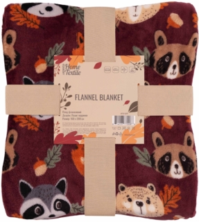 Плед ARDESTO Autumn Flannel 160х200см, 100% поліестер, лісові тваринки, коричневий