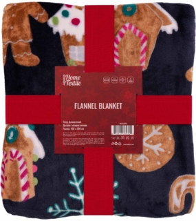 Плед ARDESTO Christmas Flannel 160х200см, 100% поліестер, імбирне печиво, синій