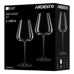 ARDESTO Wine glasses set Black Mars 440ml, 2pcs, glass, transparent-grey