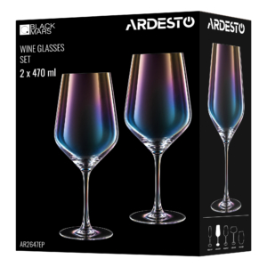 ARDESTO Набір келихів для вина Black Mars 470мл, 2шт, скло, прозорий