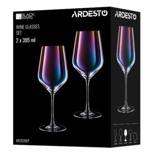 ARDESTO Wine glasses set Black Mars 385ml, 2pcs, glass, transparent