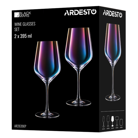ARDESTO Набір келихів для вина Black Mars 385мл, 2шт, скло, прозорий