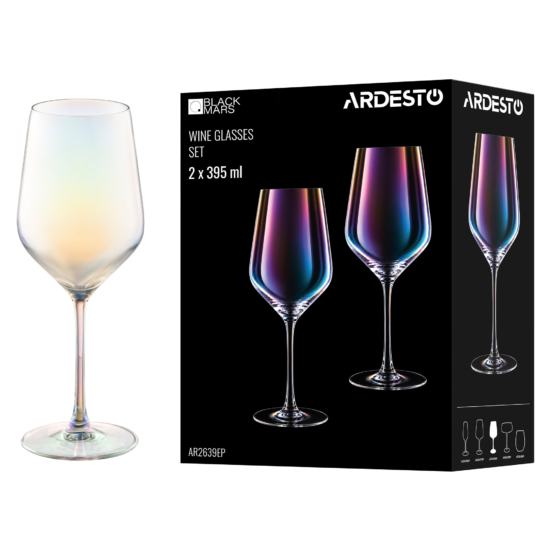 ARDESTO Набір келихів для вина Black Mars 385мл, 2шт, скло, прозорий