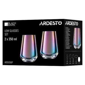 ARDESTO Набор стаканов низких Black Mars 390мл, 2шт, стекло, прозрачный