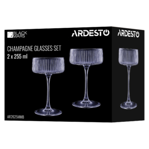 ARDESTO Champagne glasses set Black Mars 255ml, 2pcs, glass, blue