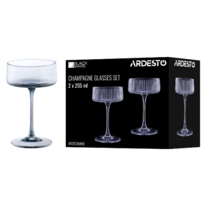 ARDESTO Champagne glasses set Black Mars 255ml, 2pcs, glass, blue