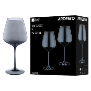 ARDESTO Wine glasses set Black Mars 560ml, 2pcs, glass, grey