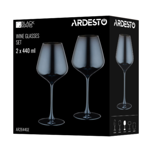 ARDESTO Wine glasses set Black Mars 440ml, 2pcs, glass, grey