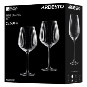 ARDESTO Wine glasses set Black Mars 560ml, 2pcs, glass, transparent