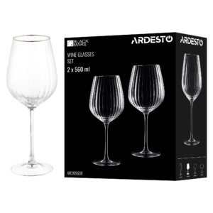 ARDESTO Wine glasses set Black Mars 560ml, 2pcs, glass, transparent