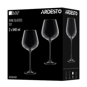 ARDESTO Wine glasses set Black Mars 640ml, 2pcs, glass, transparent