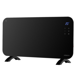 Convector heater ARDESTO CHH-2000EBG 20 m2, 2000W, Wi-Fi, electronic control, remote control, closed heating element, display, programmable, timer, IP24, glass, black