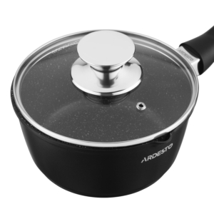 Saucepan with glass lid ARDESTO Gemini Lazio, 1.3l, aluminum, black
