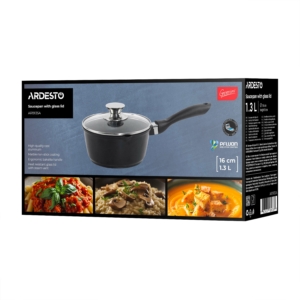 Saucepan with glass lid ARDESTO Gemini Lazio, 1.3l, aluminum, black