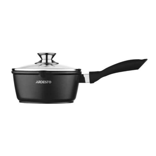 Saucepan with glass lid ARDESTO Gemini Lazio, 1.9l, aluminum, black