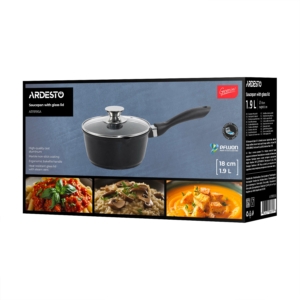 Saucepan with glass lid ARDESTO Gemini Lazio, 1.9l, aluminum, black