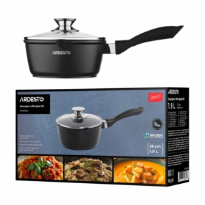 Saucepan with glass lid ARDESTO Gemini Lazio, 1.9l, aluminum, black