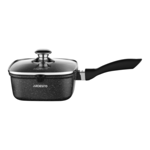 Saucepan with glass lid ARDESTO Gemini Piemonte, 2l, aluminum, square, black