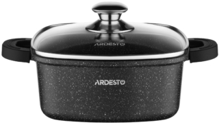 Casserole with glass lid ARDESTO Gemini Piemonte, 2.3l, aluminum, square, black