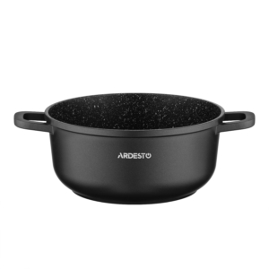 Casserole with glass lid ARDESTO Gemini Lazio, 3.2l, aluminum, black
