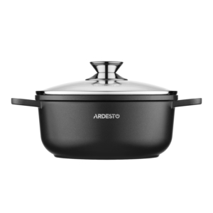 Casserole with glass lid ARDESTO Gemini Lazio, 3.2l, aluminum, black