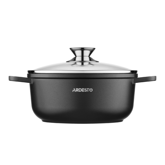 Кастрюля со стеклянной крышкой ARDESTO Gemini Lazio, 3.2л, алюминий, черный