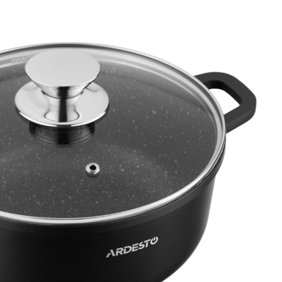 Кастрюля со стеклянной крышкой ARDESTO Gemini Lazio, 3.2л, алюминий, черный