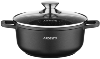 Casserole with glass lid ARDESTO Gemini Lazio, 3.2l, aluminum, black