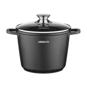 Deep Casserole with glass lid ARDESTO Gemini Lazio, 4l, aluminum, black