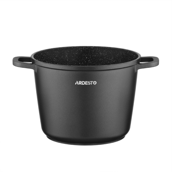Deep Casserole with glass lid ARDESTO Gemini Lazio, 4l, aluminum, black