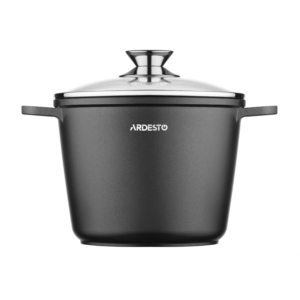 Deep Casserole with glass lid ARDESTO Gemini Lazio, 4l, aluminum, black