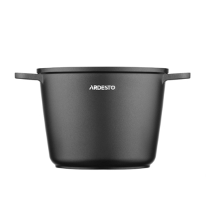 Deep Casserole with glass lid ARDESTO Gemini Lazio, 4l, aluminum, black