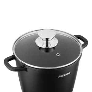Deep Casserole with glass lid ARDESTO Gemini Lazio, 4l, aluminum, black