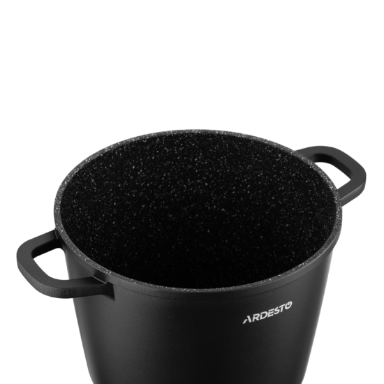 Deep Casserole with glass lid ARDESTO Gemini Lazio, 4l, aluminum, black