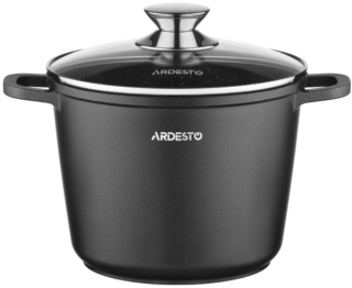 Каструля зі скляною кришкою глибока ARDESTO Gemini Lazio, 4л, алюміній, чорний