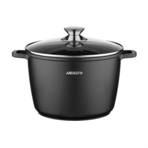 Deep Casserole with glass lid ARDESTO Gemini Lazio, 6.2l, aluminum, black