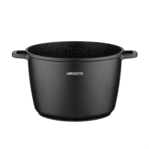 Deep Casserole with glass lid ARDESTO Gemini Lazio, 6.2l, aluminum, black