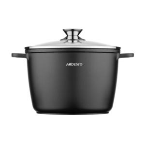 Deep Casserole with glass lid ARDESTO Gemini Lazio, 6.2l, aluminum, black